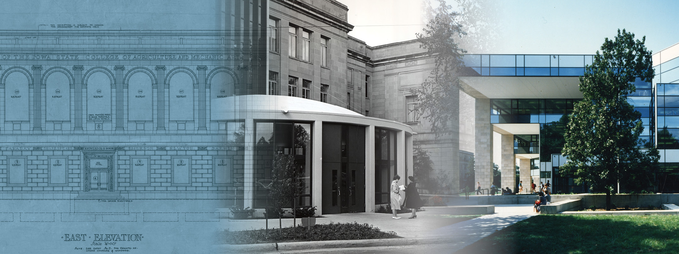 Parks additions: Blueprint of original building, 1961 entrance, 1983 entrance