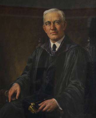 Portrait of Storms, wearing academic gown