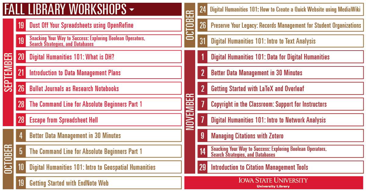 fall 2023 workshop lineup