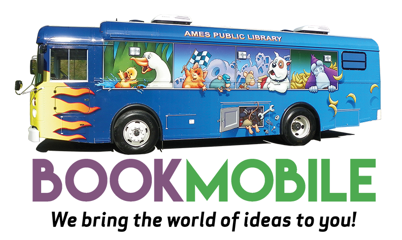 Bookmobile with story characters painted on it